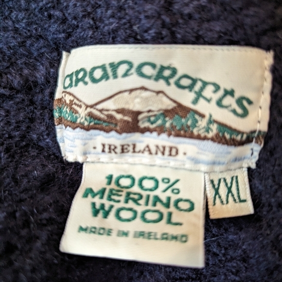 Aran Crafts 100% Merino Wool Open Front Cardigan Sweater Sz XXL Made In Ireland - Picture 17 of 17